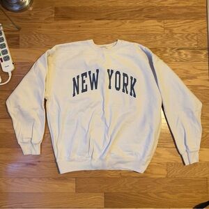 Brandy Melville Cream Crewneck Sweater with New York Print